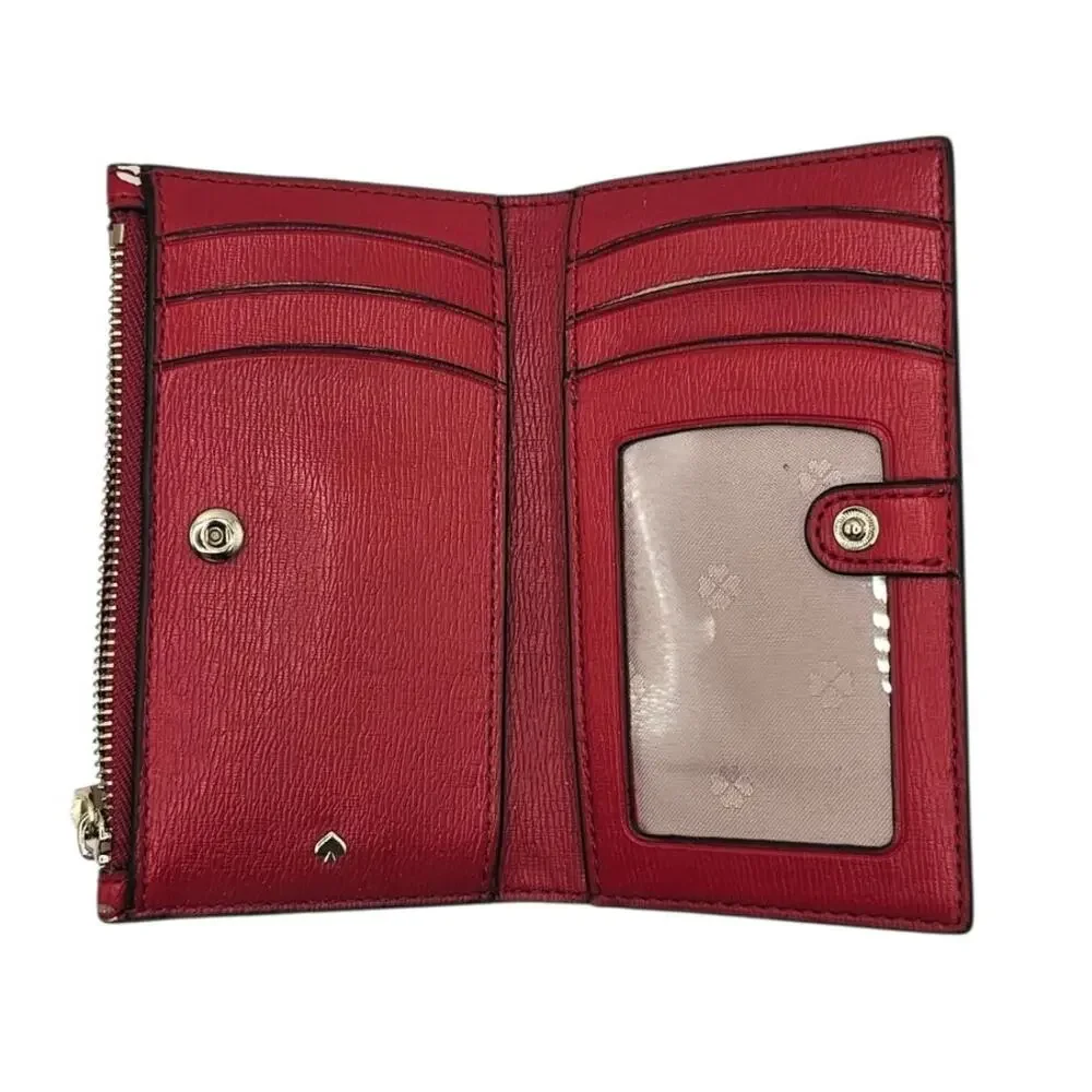 Kate Spade Cameron Street Confetti Dot Stacy Red Multicolor Slim Wallet